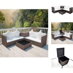 Gartenmöbel-Sets - Living 4-tlg. Garten-Lounge-Set mit Auflagen Poly Rattan Braun - Braun