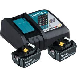 Akku Starter-Set MAKITA "Power Source-Kit BL1850B", schwarz, 18 V 5mAh, Akkumulatoren, 2 Akkus 5 Ah, 18 V, inkl. Schnellladegerät