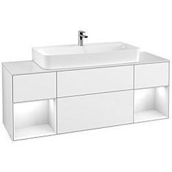 Villeroy und Boch Finion Waschtischunterschrank F211GFGF 160cm, Abdeckplatte white matt, Regale Glossy white lacquer, Glossy white lacquer