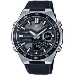 Chronograph CASIO EDIFICE "EFV-C110L-1AVEF", schwarz, Armbanduhren, Herren, Quarzuhr, Armbanduhr, Herrenuhr, Stoppfunktion, Datum, Lederband