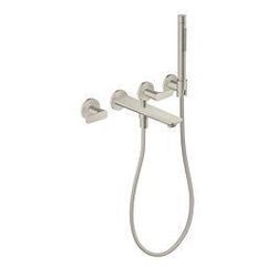 hansgrohe Axor Citterio C Wannen-3-Loch-Armatur 49480800 ohne Struktur, Edelstahl Optik, Unterputz, Wandmontage