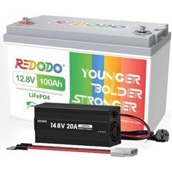 Redodo - 12V 100Ah Lithium Batterie LiFePO4 Akku+14,6V 20A Ladegerät für 12V Lithium Batterie LiFePO4