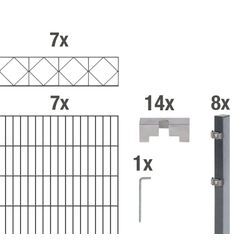 Doppelstabmattenzaun ALBERTS "Bergen", grau (anthrazit), H:120cm, Stahl, Zaunelemente, anthrazit, Höhe: 100-160cm, Gesamtlänge: 10-20m, zum Einbetonieren