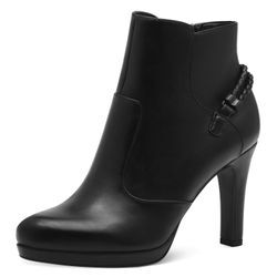 High-Heel-Stiefelette TAMARIS, Damen, Gr. 39, schwarz, Lederimitat, elegant, Schuhe, Stilettoabsatz, Abendschuh, Ankleboots mit Bändern an der Ferse