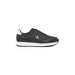 Plateausneaker CALVIN KLEIN JEANS "RUNNER LACEUP TC", Herren, Gr. 40, schwarz-weiß (schwarz, weiß), Leder, sportlich, Schuhe, Freizeitschuh, Halbschuh, Schnürschuh mit Kontrast-Logo