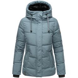 Steppjacke NAVAHOO "Sag ja XIV", Damen, Gr. XL (42), blau (graublau), Oberstoff: 100% Polyester, Futter: 100% Polyester, Wattierung: 100% Polyester, Ärmelfutter: 100% Polyester, modisch, figurumspielend hüftbedeckend, hoch geschlossener Ausschnitt, Langarm Ärmel ohne Ärmelschlitz Rippstrickbündchen, Jacken, Warme gesteppte Winterjacke mit Kapuze