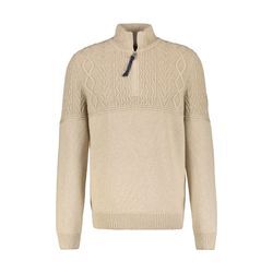 Strickpullover LERROS "LERROS Stricktroyer mit Cable-Muster", Herren, Gr. M, beige (tender beige melange), 60% Baumwolle, 40% Polyacryl, ohne Ausschnitt, Langarm, Pullover