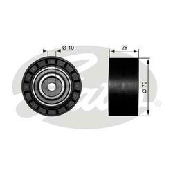 GATES Umlenk-/Führungsrolle, Keilrippenriemen DriveAlign® 70mm für BMW 11281704500 T38073