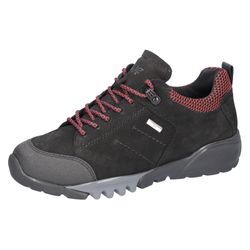 Trekkingschuh WALDLÄUFER "H-Amiata", Damen, Gr. 4,5 (37,5), schwarz (schwarz, rot), Nubukleder, Gummi, Textil, sportlich, Schuhe, Freizeitschuh, Halbschuh, Schnürschuh mit TEX-Membran, H-Weite