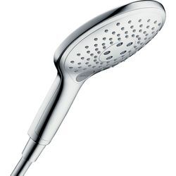 Handbrause HANSGROHE "Raindance Select S", silber (chrom), B:13cm H:10,5cm T:23,6cm, Duschköpfe, 15cm, 3 Strahlarten wassersparend, chrom