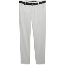 TOM TAILOR DENIM Herren Regular Fit Chino Hose mit Gürtel, grau, Uni, Gr. 32/32