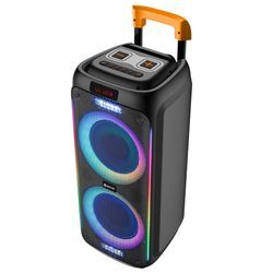 DENVER Party-Lautsprecher "TSP-456 Trolley Speaker", schwarz, B:32cm H:74,6cm T:34,1cm, Lautsprecher, 60 W RMS, Fernbedienung und kabelgebundenes Mikrofon inklusive