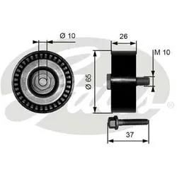 GATES Umlenk-/Führungsrolle, Keilrippenriemen DriveAlign® 65mm für SKODA VW AUDI 022145276C 022145276F 071145276A T36300