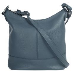 Umhängetasche CLUTY, Damen, Gr. B/H/T: 26cm x 24cm x 14cm onesize, blau, Leder, unifarben, leicht glänzend, Taschen, echt Leder, Made in Italy