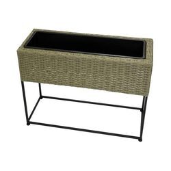 Pflanzkasten Poly Rattan 65 x 24 x 52 cm natur mit Einsatz