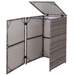 Mülltonnenverkleidung MCW-E25, Mülltonnenbox Mülltonnenabdeckung, Poly-Rattan 120l ~ grau