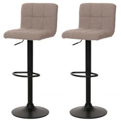 2er-Set Barhocker MCW-G87, Tresenhocker Barstuhl, höhenverstellbar drehbar, Stoff Boucle (450g/m²) MVG ~ taupe