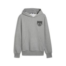 Hoodie PUMA "Posterize Basketballhoodie Herren", Herren, Gr. L, grau (medium gray heather), Obermaterial: 66% Baumwolle, 34% Polyester; Kapuzenfutter: 100% Baumwolle; Rippe: 2% Elasthan, 98% Baumwolle, relaxed fit, Rundhals, Langarm, Sweatshirts