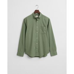 Langarmhemd GANT "Regular Fit Popeline Hemd leicht strapazierfähig pflegeleicht", Herren, Gr. M, N-Gr, grün (kalamata grün), Popeline, Obermaterial: 100% Baumwolle, klassisch, regular fit hüftbedeckend, Langarm Ärmel mit Ärmelschlitz,mit Knopf runde 1-Knopf-Manschette, Hemden, mit Label Stickerei auf der Brusttasche