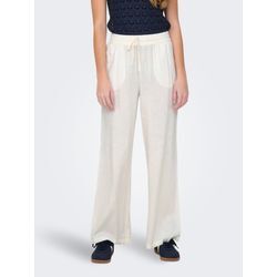 Culotte JDY "JDYSAY LINEN HW WIDE PANT WVN NOOS", Damen, Gr. M (38), Länge 30, weiß (snow weiß), Web, Obermaterial: 55% Leinen, 45% Viskose, unifarben, modisch, loose fit, Hosen