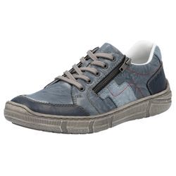 Sneaker RIEKER, Herren, Gr. 40, blau (blau kombiniert), Leder, kontrastfarbene Details, Basic, Schuhe, Schnürschuh, Halbschuh, Freizeitschuh mit Reißverschluss