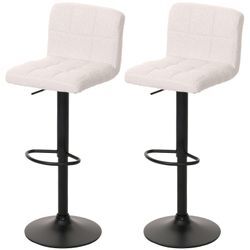 2er-Set Barhocker MCW-G87, Tresenhocker Barstuhl, höhenverstellbar drehbar, Stoff Boucle (450g/m²) MVG ~ creme-weiß