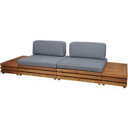 Neuwertig] Garten-Garnitur HHG 094, Lounge-Set Sitzgruppe Lounge-Sessel Sofa, Spun Poly Akazie Holz mvg Polster dunkelgrau