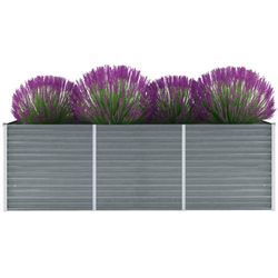 Garten-Hochbeet,Blumenkasten,Pflanzkasten Balkon, Terrasse, Garten Verzinkter Stahl 240x80x77 cm Grau VMEC892301 Bonnevie