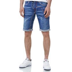 Shorts RUSTY NEAL "Ruben", Herren, Gr. L, EURO-Größen, blau, 98% Baumwolle, 2% Elasthan, unifarben, casual, Hosen, in tollem Jeans-Look