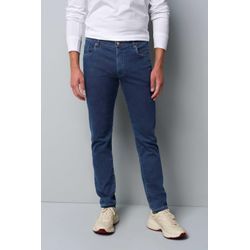 5-Pocket-Jeans MEYER "M5 Slim", Herren, Gr. 33, Länge 34, blau (blau, blau), 63% Baumwolle;34% Polyester;3% Elasthan, unifarben, casual, slim fit lang, Jeans, aus Bio-Baumwolle