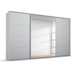 Schwebetürenschrank RAUCH "Oteli", grau (seidengrau), B:323cm H:214cm T:68cm, Holzwerkstoff, Schränke, mit Mittelspiegel und Passepartout optional mit Beleuchtung