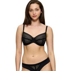 Bügel-BH TRIUMPH "Aura Spotlight W", Damen, Gr. 70, Cup D, schwarz, Microtouch, Spitze, Obermaterial: 81% Polyamid, 14% Elasthan, 5% Polyester, elegant, BHs, moderne Grafikspitze