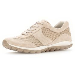 Keilsneaker GABOR ROLLINGSOFT, Damen, Gr. 41, beige, Textil, Veloursleder, sportlich, Schuhe, Freizeitschuh, Halbschuh, Schnürschuh mit OPTIFIT-Wechselfußbett