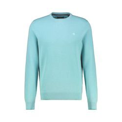 Strickpullover LERROS "LERROS Leichter Strickpullover, gerippt", Herren, Gr. L, coastal blau, 100% Baumwolle, Rundhals, Langarm, Pullover