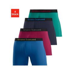 Boxer BRUNO BANANI "Boxershorts für Herren", Herren, Gr. S, bunt (blau, rot, marine, grün), Jersey, Obermaterial: 95% Baumwolle, 5% Elasthan, unifarben, Unterhosen, mit längerem Bein und auffälligen Logobund