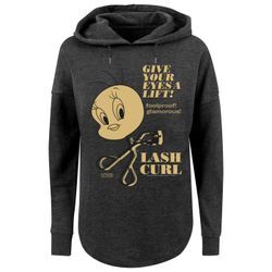 Kapuzenpullover F4NT4STIC "F4NT4STIC Damen Tweety Lash Curls with Ladies Oversized Hoody", Damen, Gr. L, grau (charcoal), 100% Baumwolle, unifarben, casual, normal, ohne Ausschnitt, Langarm, Pullover