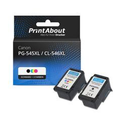 PrintAbout Druckerpatrone kompatibel mit Canon PG-545XL / CL-546XL - Schwarz + 3 Farben - Multipack -Hohe Kapazität