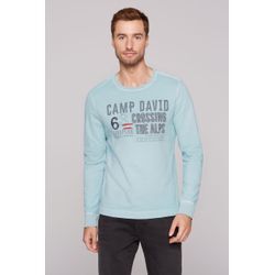 Sweater CAMP DAVID, Herren, Gr. 4XL, blau, Material: 100% Baumwolle, bedruckt, bestickt, casual, lässig geschnitten, Rundhals, Langarm eingesetzt Rippbündchen, Sweatshirts, aus Baumwolle