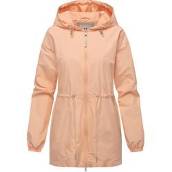 Outdoorjacke RAGWEAR "Monadissimo A YOUMODO", Damen, Gr. L (40), orange (pfirsich), Obermaterial: 100% Polyester, Innenfutter: 100% Polyester, Basic, gerade Po-bedeckend, hoch geschlossener Ausschnitt, Langarm Ärmel ohne Ärmelschlitz elastischer Bund mit innenliegendem Gummizug, Jacken, Wasserdichte Übergangsjacke mit Kapuze