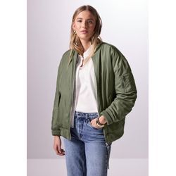 Blouson STREET ONE STUDIO, Damen, Gr. 34, grün (summer khaki), Stoff, Obermaterial: 100% Polyester; Futter: 100% Polyester, unifarben, casual, normal normal, Rundhals, Langarm Bündchen, Jacken, mit Rundhalsausschnitt