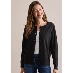 Cardigan CECIL, Damen, Gr. L (42), schwarz, Web, 60% Baumwolle, 40% Viskose, unifarben, casual, normal normal, Rundhals, Langarm Bündchen, Strickjacken, im soften Baumwoll-Mix