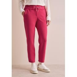 Stoffhose CECIL, Damen, Gr. L, Länge 28, rot (granita rot), Stoff, 54% Polyester, 39% Viskose, 7% Elasthan, unifarben, casual, slim fit normal, Hosen, mit Tunnelzugband