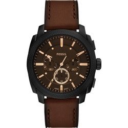 Chronograph FOSSIL "MACHINE", braun, schwarz, Armbanduhren, Herren, Quarzuhr, Armbanduhr, Herrenuhr, Lederarmband, analog