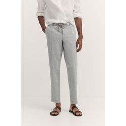 Bundfaltenhose BUGATTI, Herren, Gr. 31, Länge 32, 270, dunkelgrau, 56% Baumwolle, 42% Leinen, 2% Elasthan, unifarben, casual, gerade, unten schmal, Hosen, mit Baumwoll-Leinen-Mix