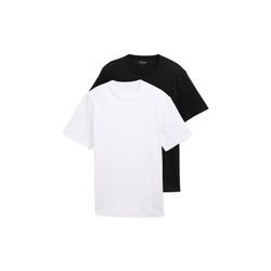 TOM TAILOR Herren Basic T-Shirts im 2er-Pack, schwarz, Uni, Gr. XXL