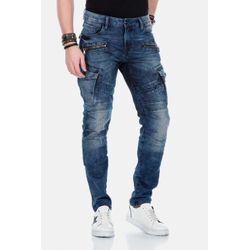 5-Pocket-Jeans CIPO & BAXX "Jeans", Herren, Gr. 30, Länge 32, blau, 98% Baumwolle;2% Elasthan, unifarben, casual, slim fit lang, Jeans, in schmaler Passform, CD-369