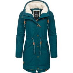 Winterjacke RAGWEAR "YM-Canny", Damen, Gr. S (36), grün (dunkelgrün), Außenmaterial: 65% Polyester, 35% Baumwolle, Innenfutter: 100% Polyester, Wattierung: 100% Polyester, casual, tailliert Po-bedeckend, Langarm verstellbar Rippstrickbündchen mit Druckknöpfen,verstellbar, Jacken, stylischer Damen Kurzmantel Parka mit Kapuze