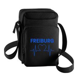 multifanshop Umhängetasche - Freiburg - Herzschlag - Druck rot - Tasche