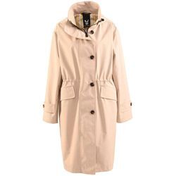 Kurzmantel FUCHS SCHMITT "Kurzmantel", Damen, Gr. 42, beige, Web, Obermaterial: 100% Polyester, unifarben, modisch, normal Po-bedeckend, Langarm gerader Abschluss, Mäntel, mit angeschnittener Kapuze