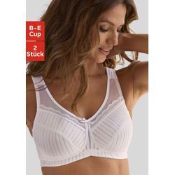 Entlastungs-BH PETITE FLEUR, Damen, Gr. 100, Cup D, schwarz (schwarz, weiß), Microtouch, Jersey, Obermaterial: 45% Polyamid, 40% Baumwolle, 15% Elasthan, Basic, BHs, ohne Bügel mit leicht wattierten Trägern, Basic Dessous